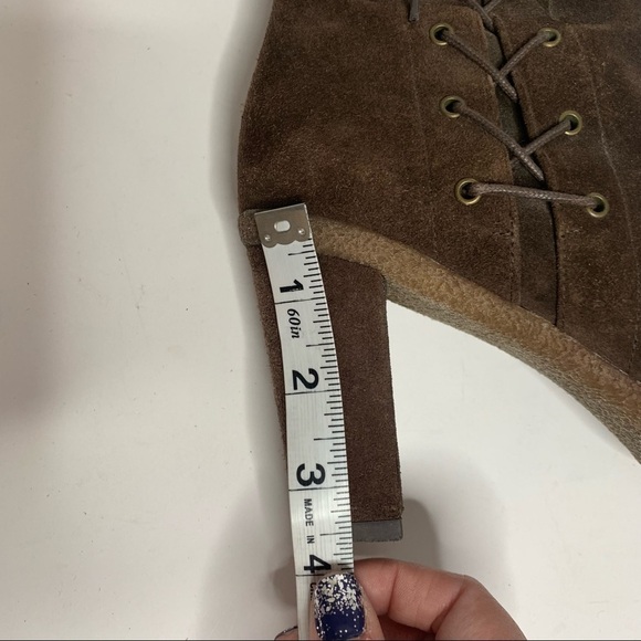 Stuart Weitzman Brown Suede Faux Fur Trim Lace Up Zip Up Ankle Boots - Picture 16 of 16